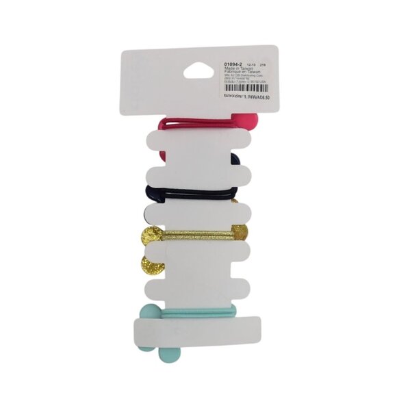 Claires Colorful Flower Hair Elastics Set of 4 Rhinestone Accents - Picture 2 of 3